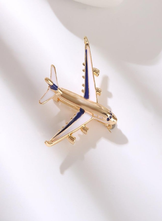 MXUHUI Blue Aircraft Airplane Brooch Emanel Cute Plane Pin Brooch Accessories - Image 2